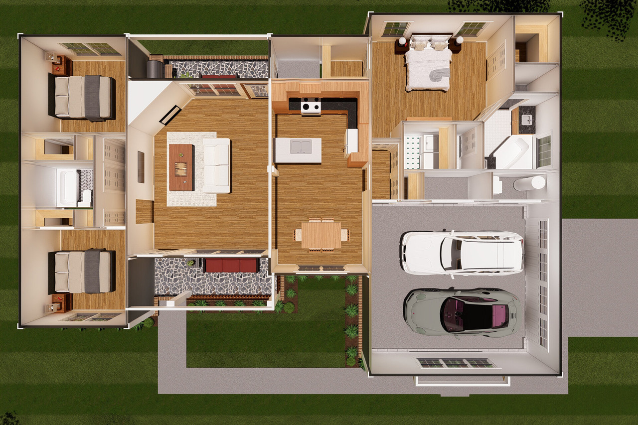 Traditional House Plan - HPC 11846 - 1st Floor Plan Dollhouse - 