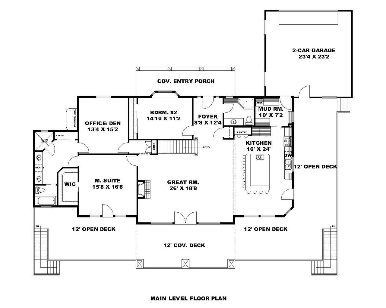 Mountain Rustic House Plan - 31505 - 1st Floor Plan