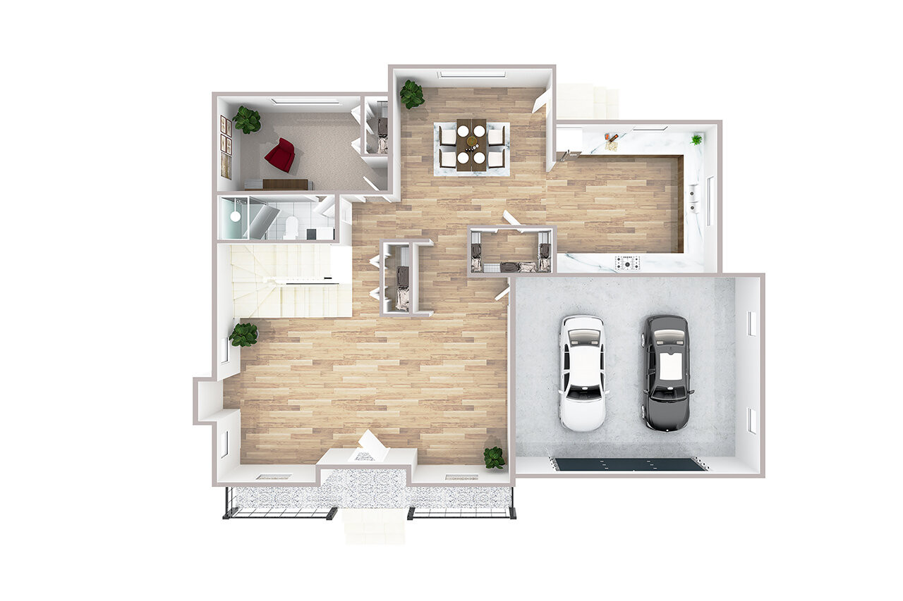 Farmhouse Plan - Silver Lake 63818 - 1st Floor Birds Eye View - Optional Floor Plan