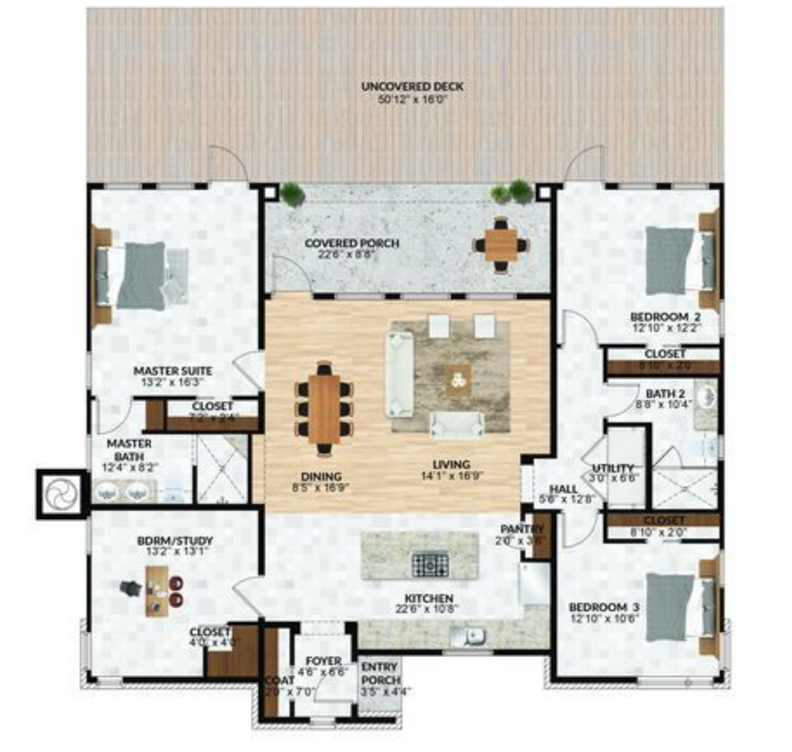 Contemporary House Plan - 97213 - 1st Floor Plan