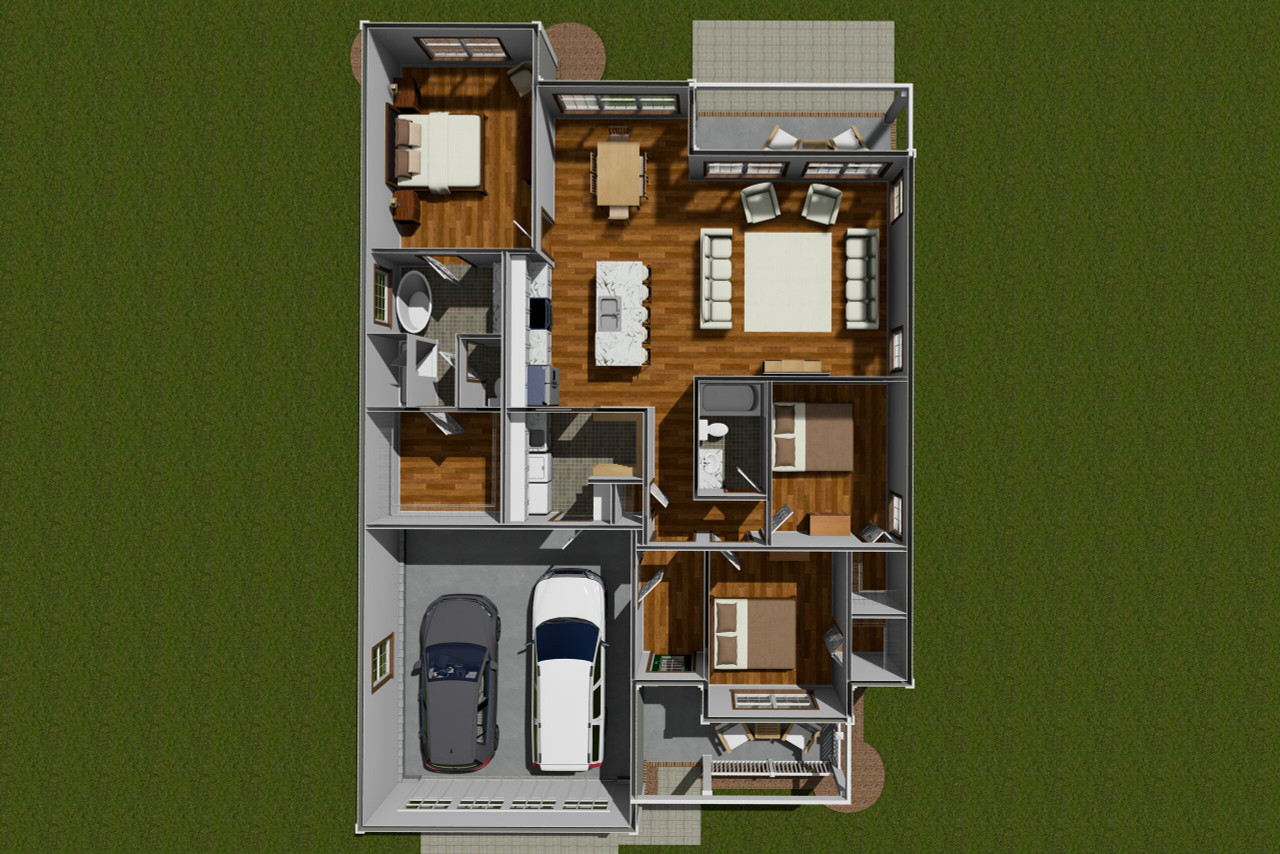 Traditional House Plan - 96218 - 1st Floor Plan Dollhouse - 