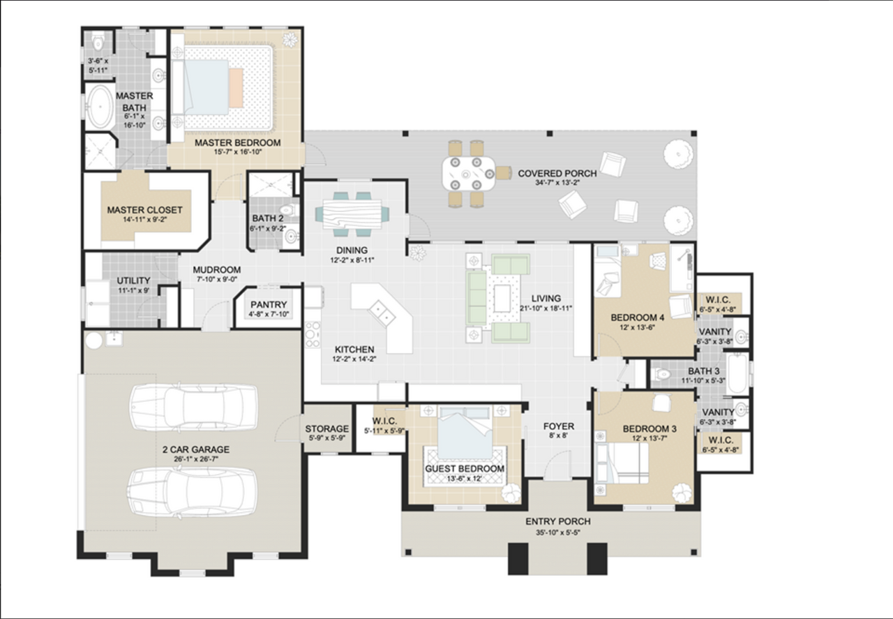 Country House Plan - 34451 - 1st Floor Plan