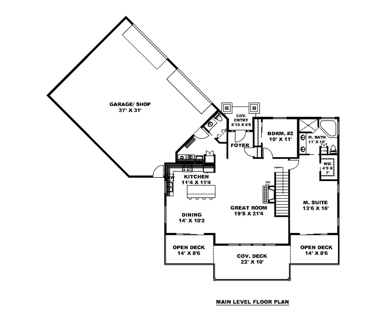 Craftsman House Plan - 74994 - 1st Floor Plan