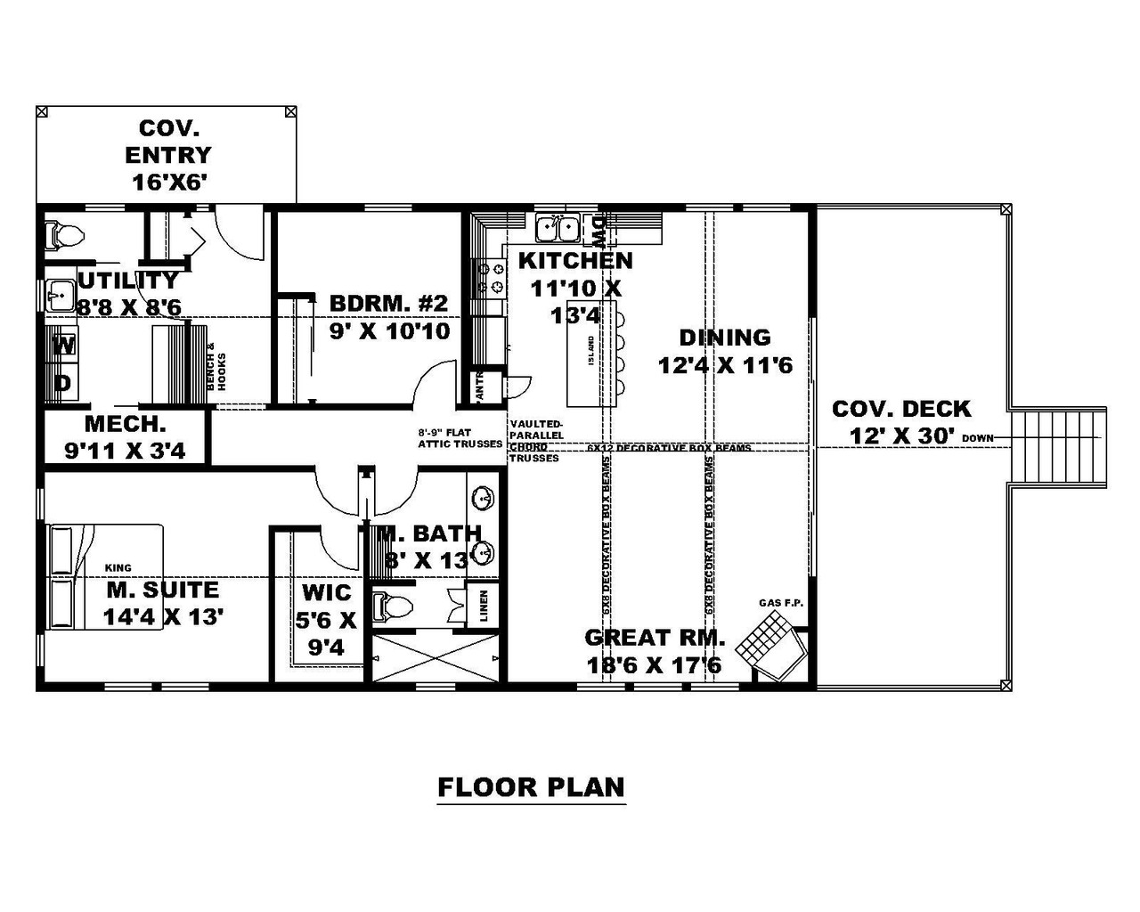 Mountain Rustic House Plan - 72757 - 1st Floor Plan