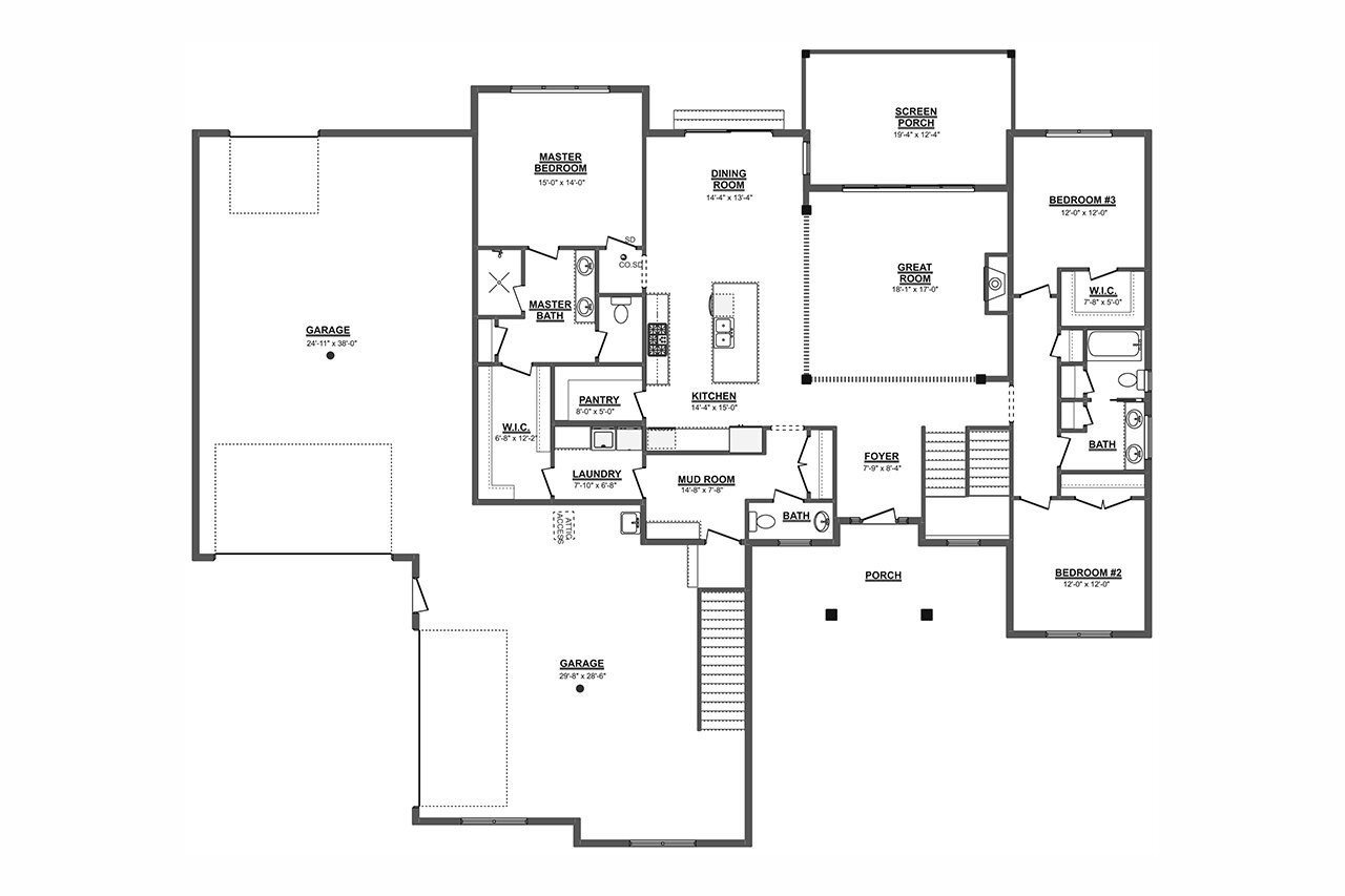 Country House Plan - 87848 - 1st Floor Plan