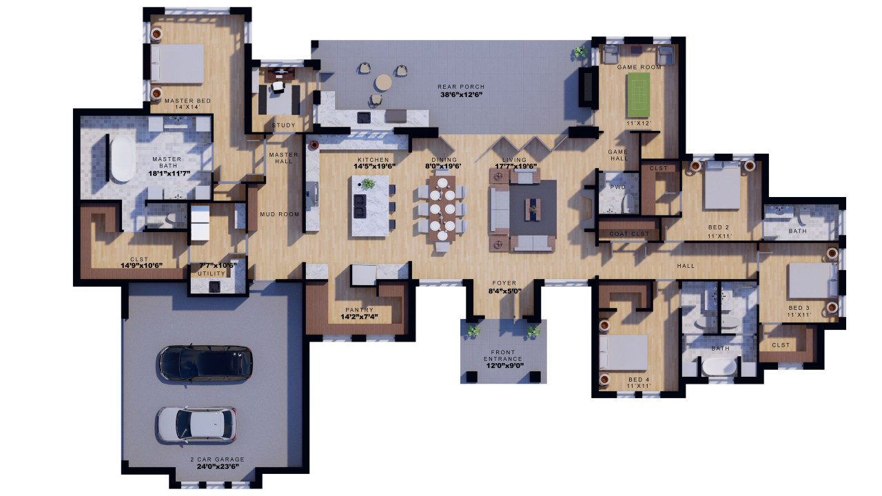 Farmhouse House Plan - 91060 - 1st Floor Plan
