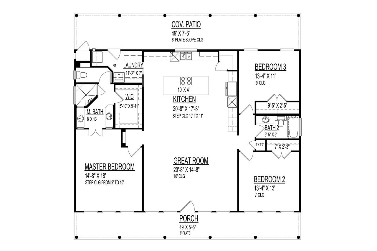 Country House Plan - 92365 - 1st Floor Plan