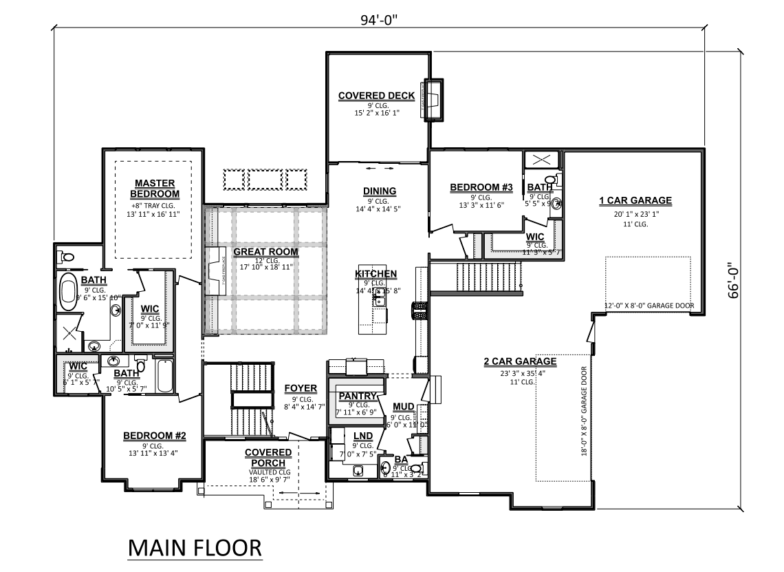 Craftsman House Plan - 95557 - 1st Floor Plan