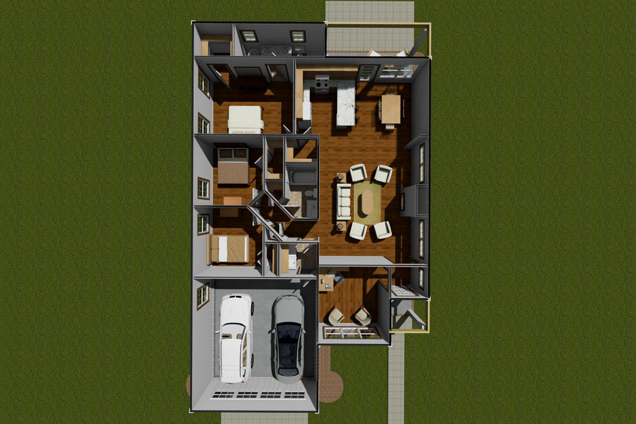 Traditional House Plan - Saddlecreek 37144 - 1st Floor Plan Dollhouse - 