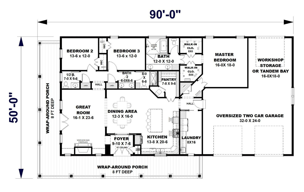 Farmhouse House Plan - 28573 - 1st Floor Plan
