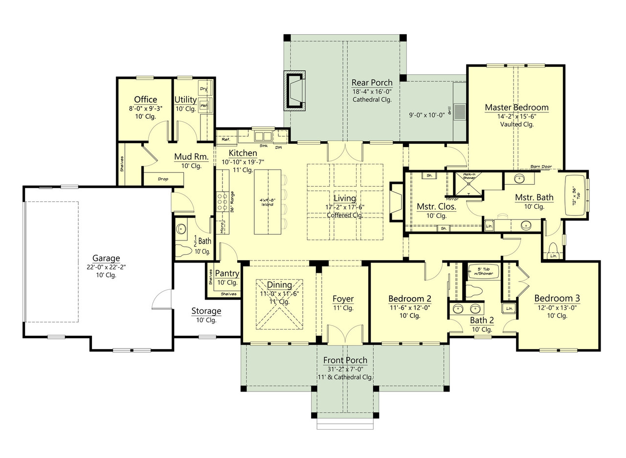 Farmhouse House Plan - 89362 - 1st Floor Plan