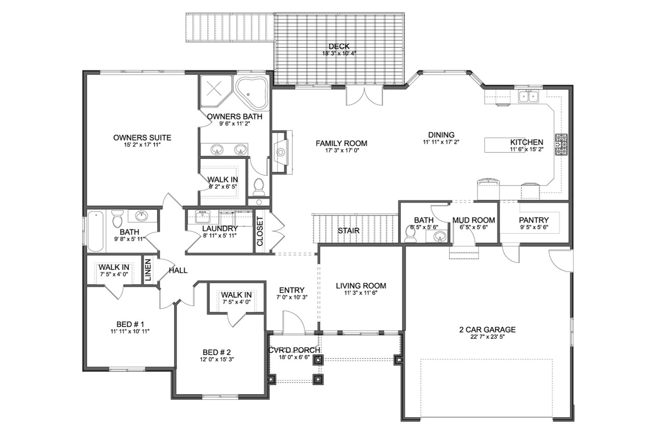 Traditional House Plan - Zumont 25258 - 1st Floor Plan