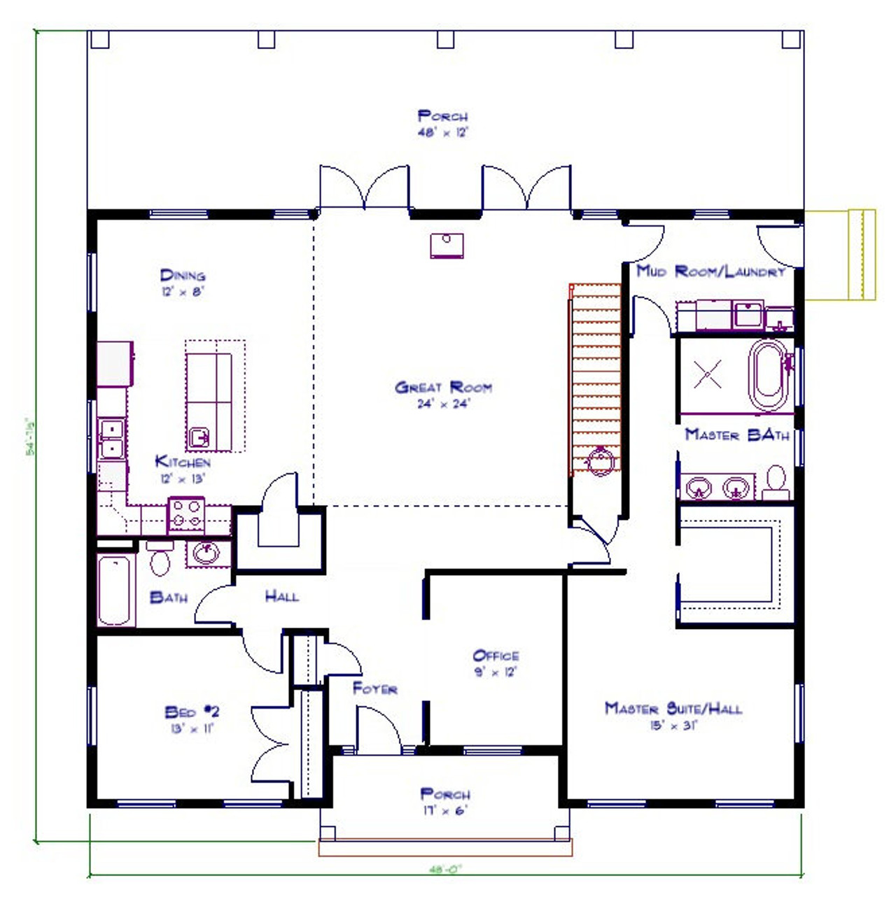 Farmhouse House Plan - Fenbrole 16793 - 1st Floor Plan