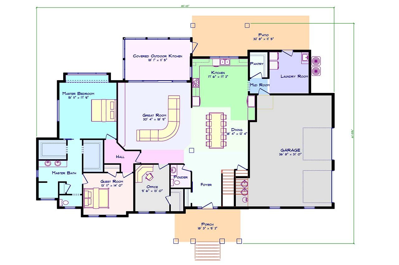 Craftsman House Plan - Paladin Heights 26796 - 1st Floor Plan