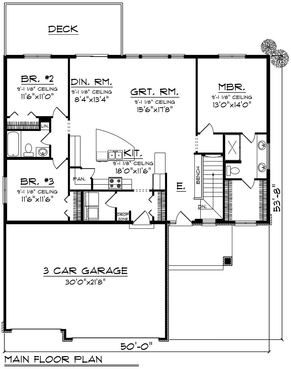 Ranch House Plan - 32140 - 1st Floor Plan
