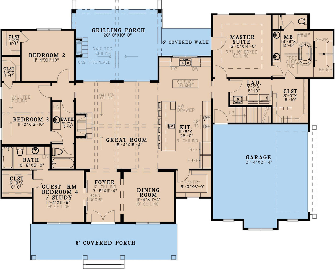 Farmhouse House Plan - White Oak Farms 38008 - 1st Floor Plan
