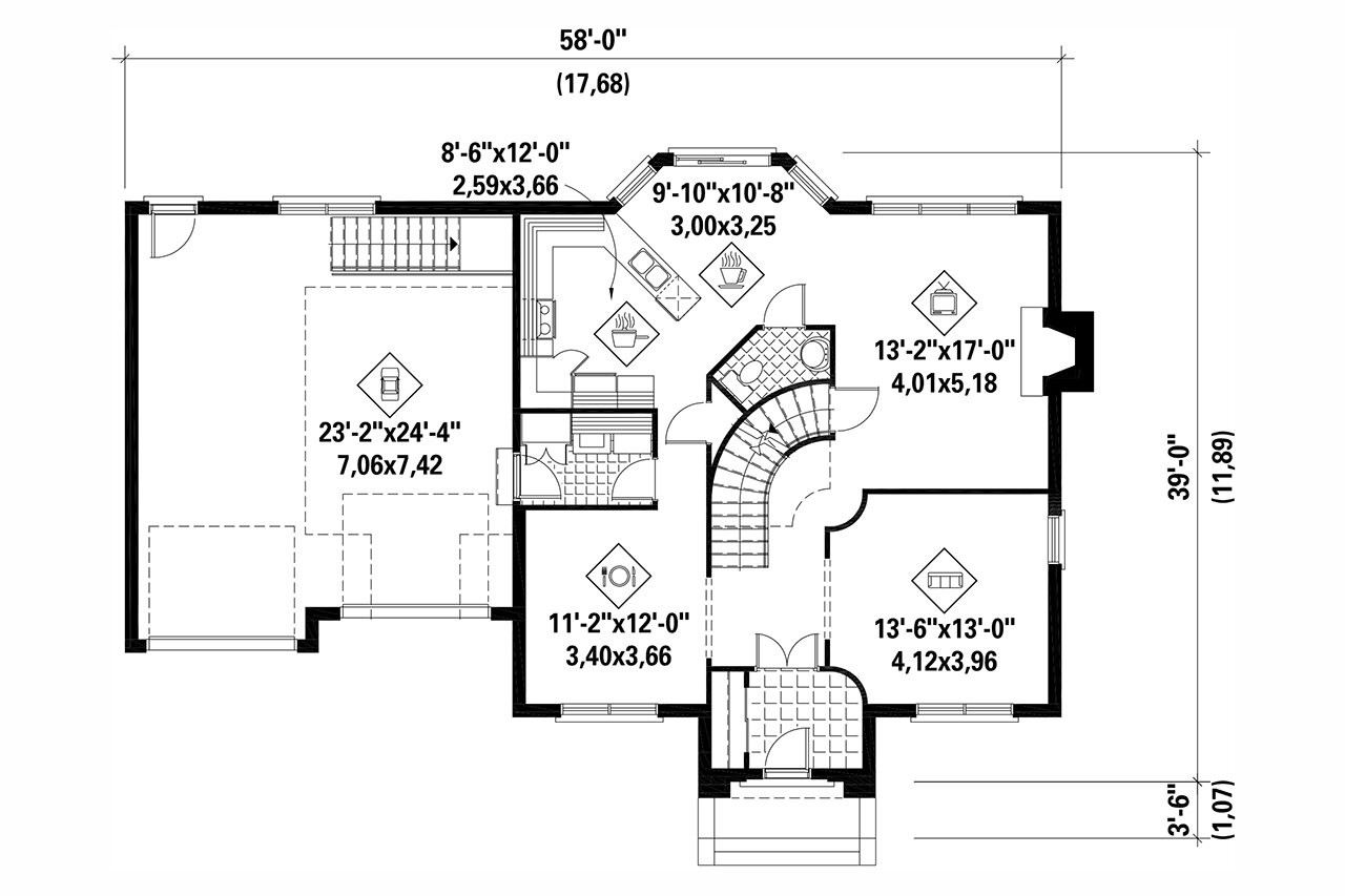 European House Plan - 98691 - 1st Floor Plan