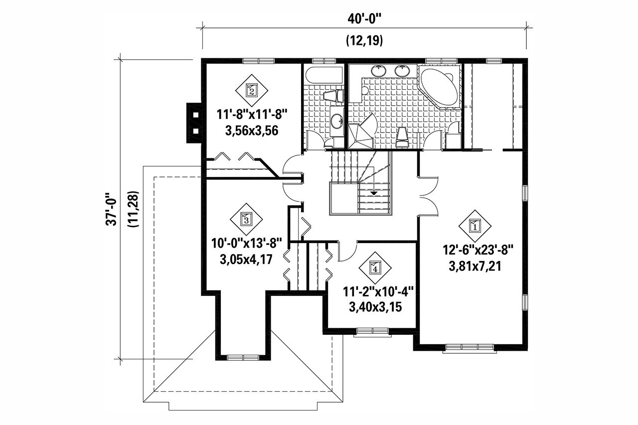 Secondary Image - European House Plan - 90599 - 2nd Floor Plan