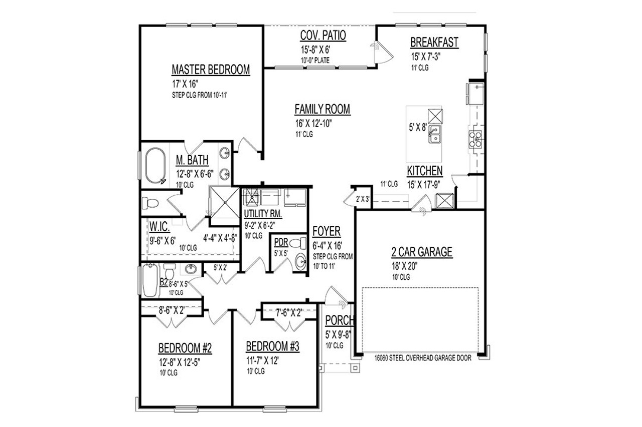 Traditional House Plan - 54580 - 1st Floor Plan