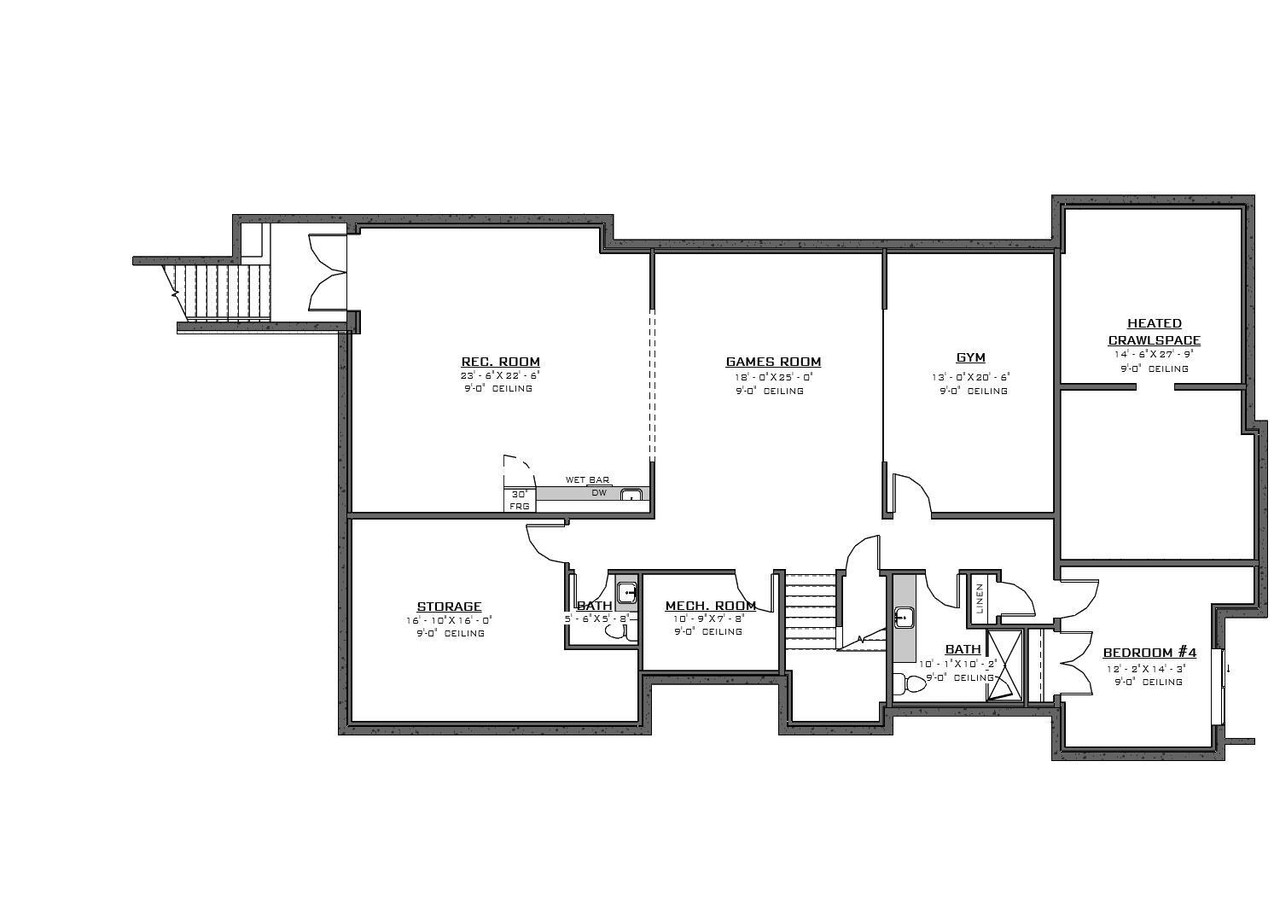 Farmhouse House Plan - 44994 - Basement Floor Plan