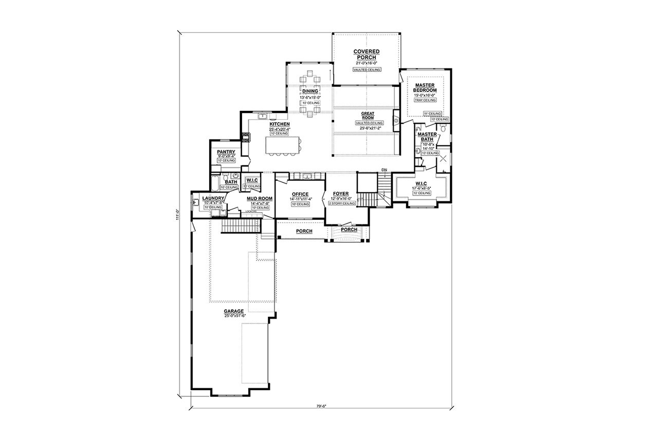 Craftsman House Plan - 78614 - 1st Floor Plan