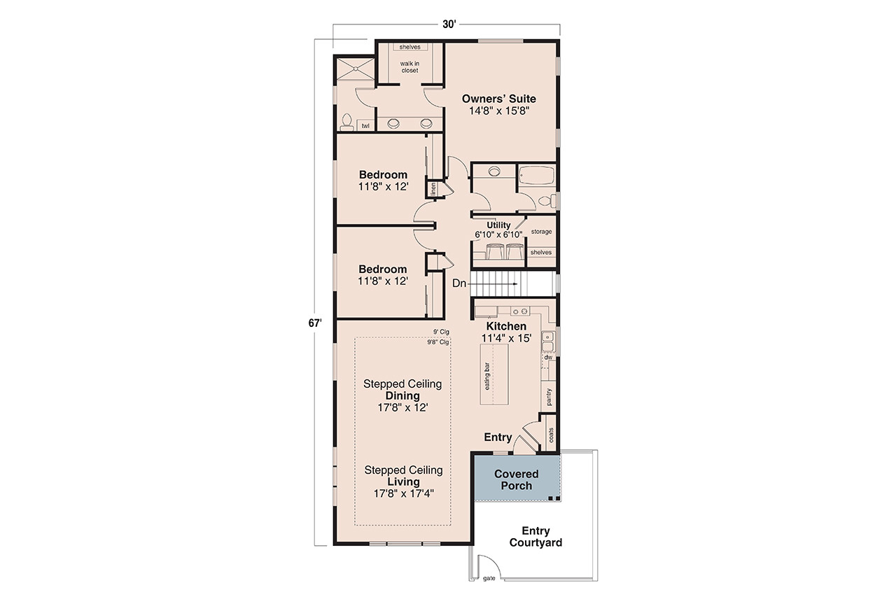Prairie House Plan - Groveland 3 73800 - 1st Floor Plan