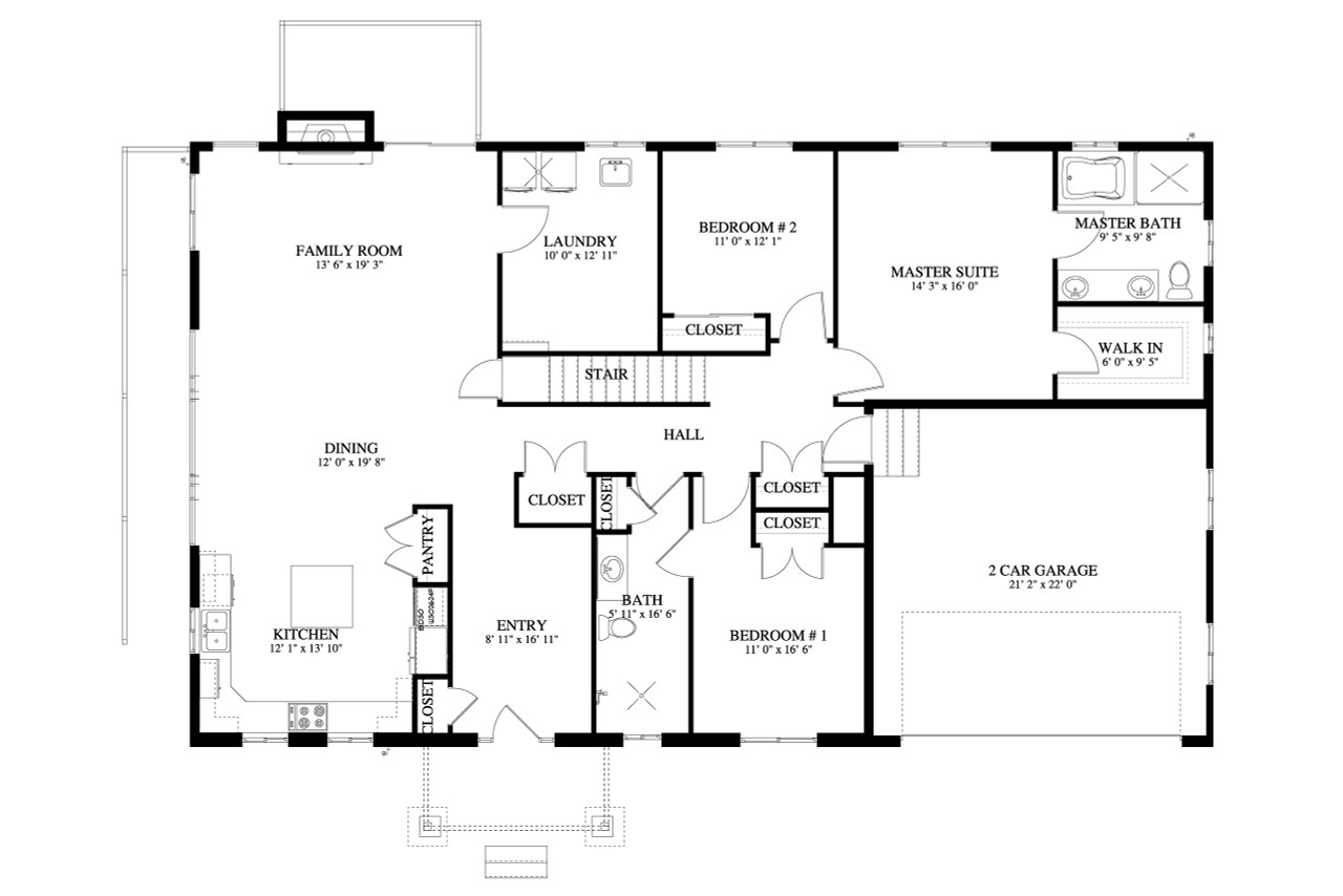 Ranch House Plan - Ballard 97965 - 1st Floor Plan