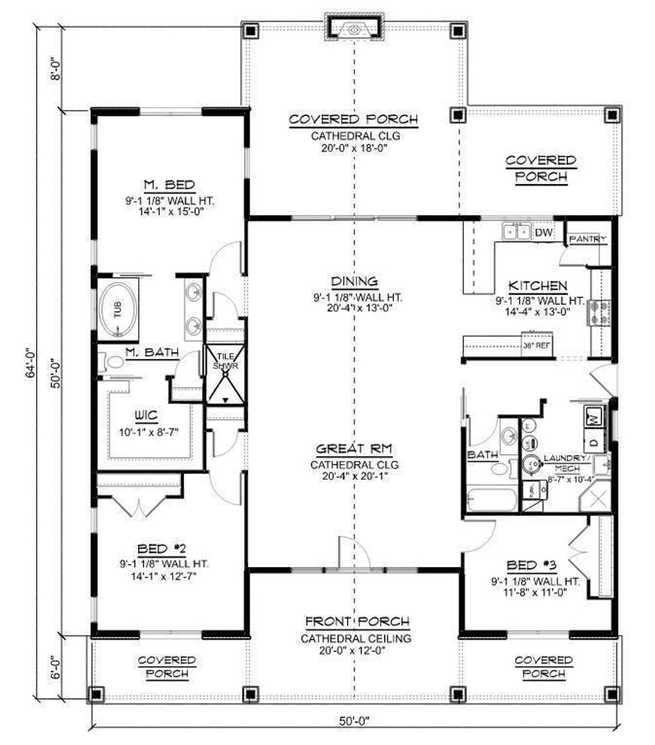 Craftsman House Plan - 66717 - 1st Floor Plan