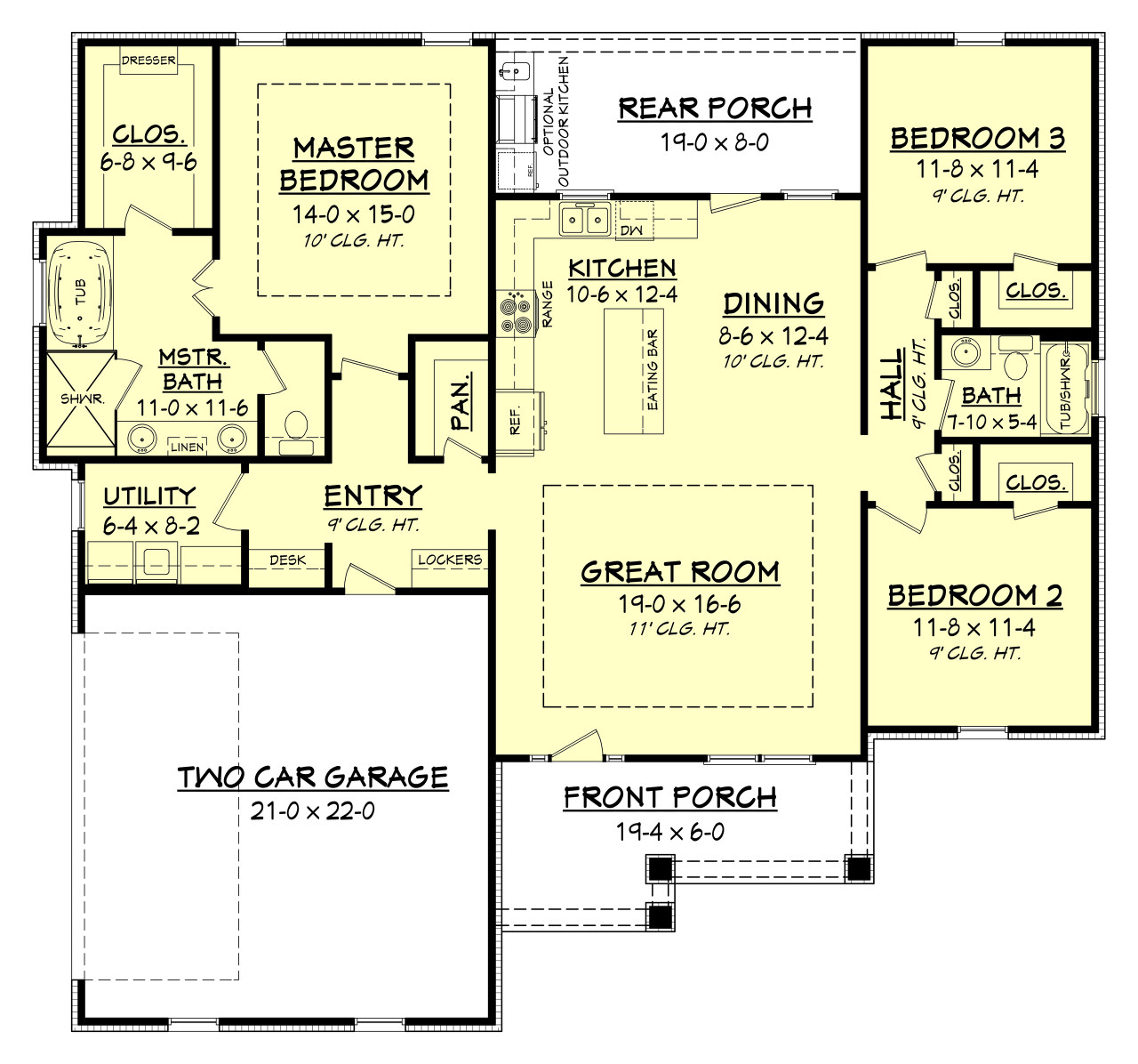 Craftsman House Plan - Sandalwood 63577 - 1st Floor Plan