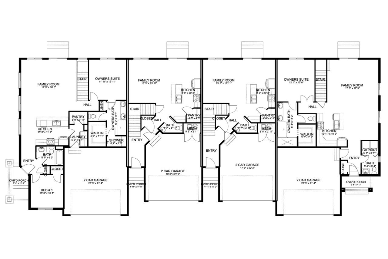 Traditional House Plan - Baeza 4 Plex 40225 - 1st Floor Plan