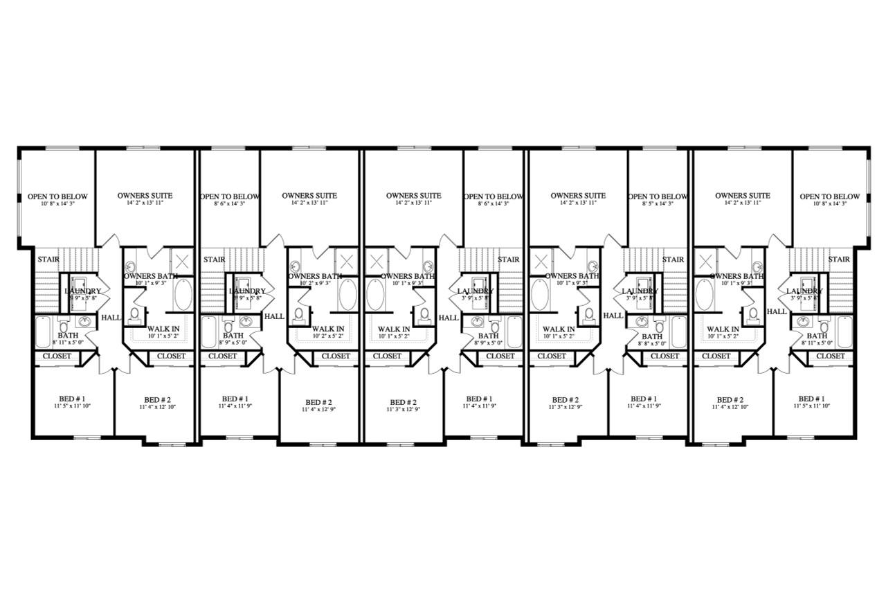 Traditional House Plan - Auburn 5 Plex 90098 - 2nd Floor Plan