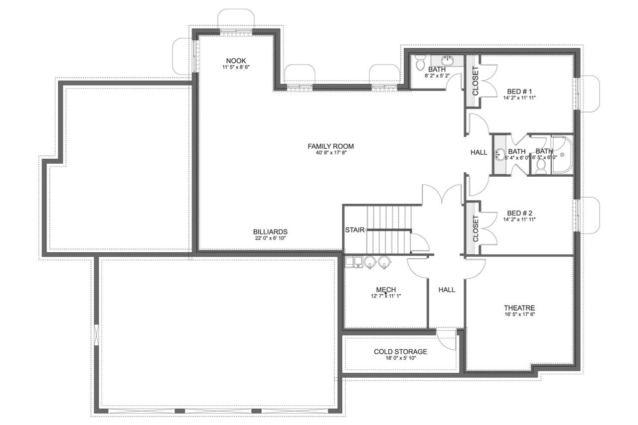 Craftsman House Plan - Honea 74130 - Basement Floor Plan