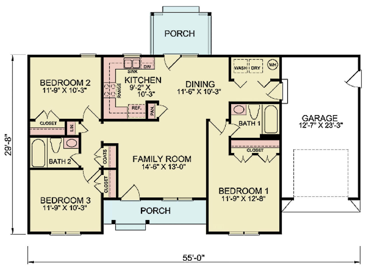 Craftsman House Plan - Kelly 2 94247 - 1st Floor Plan