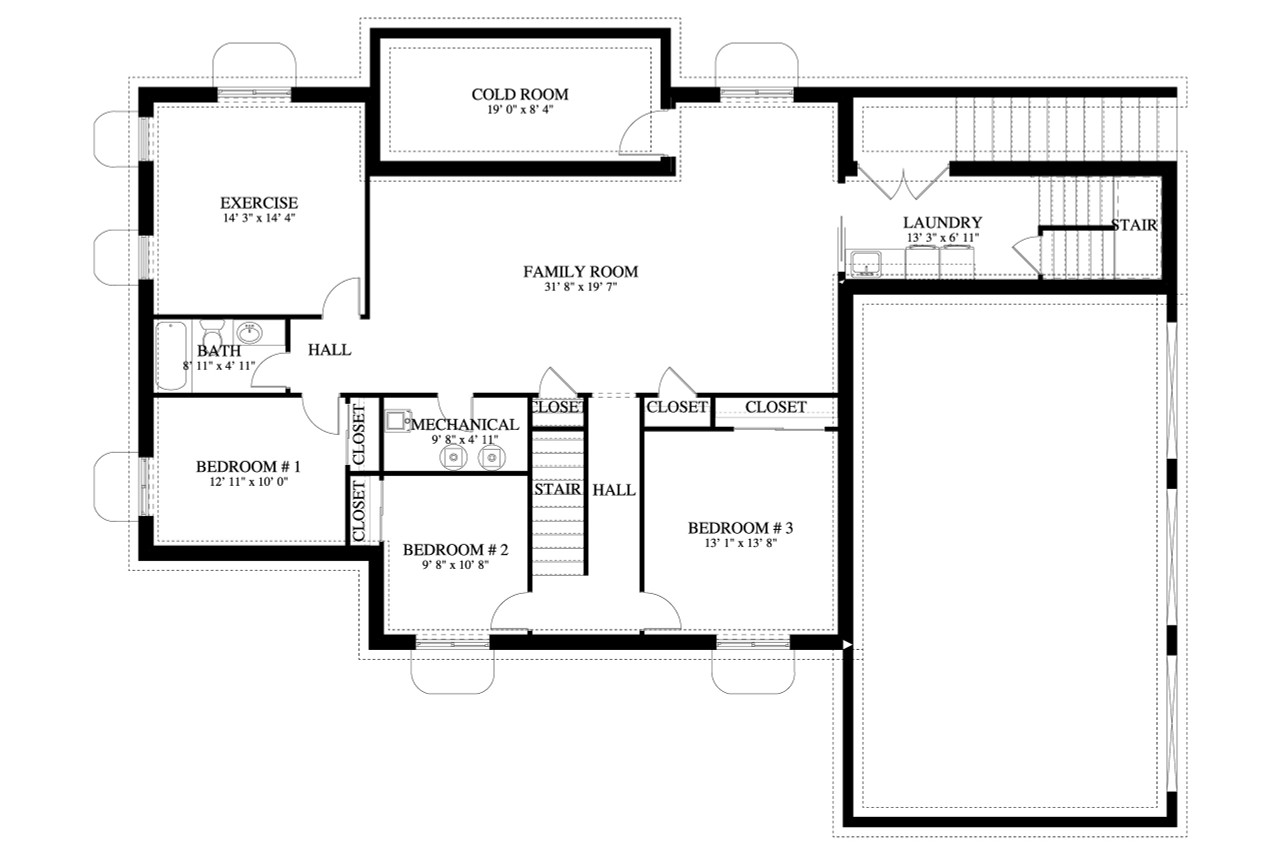 Farmhouse House Plan - Lambson 67551 - Basement Floor Plan