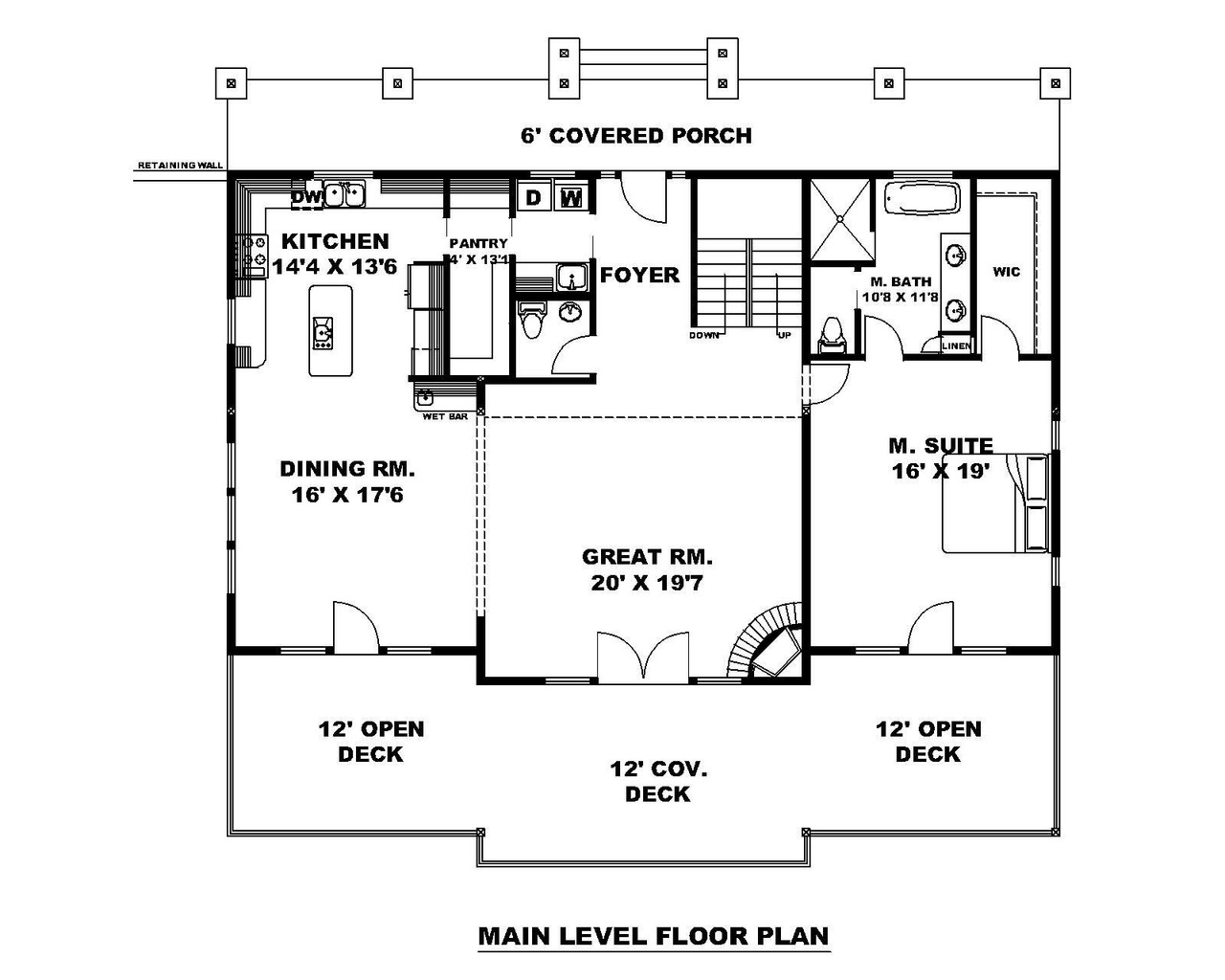 Mountain Rustic House Plan - 70876 - 1st Floor Plan