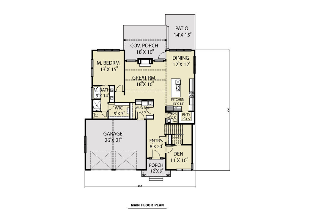 Contemporary House Plan - 69577 - 1st Floor Plan