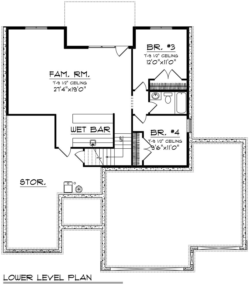 Contemporary House Plan - 61348 - Basement Floor Plan