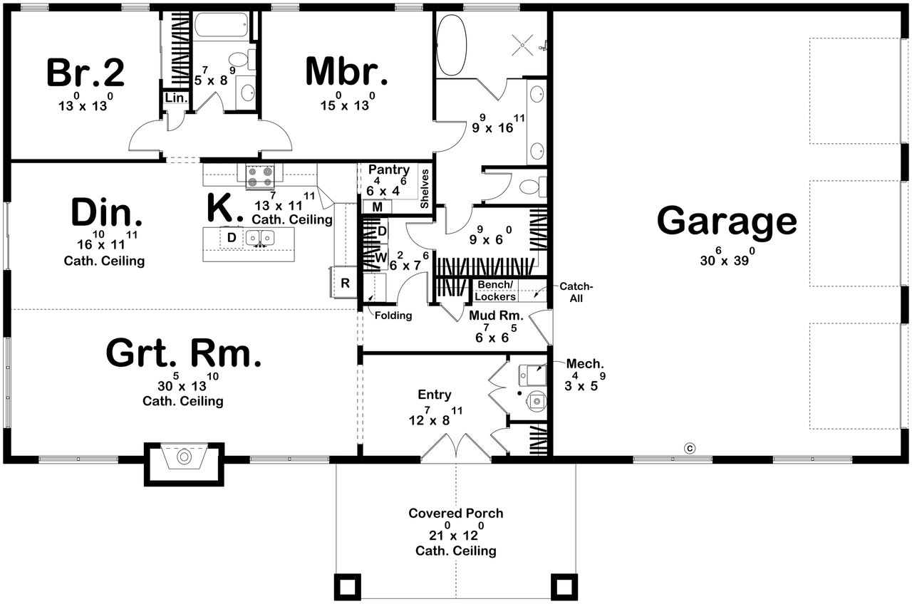 Craftsman House Plan - Aspen Valley 88808 - 1st Floor Plan
