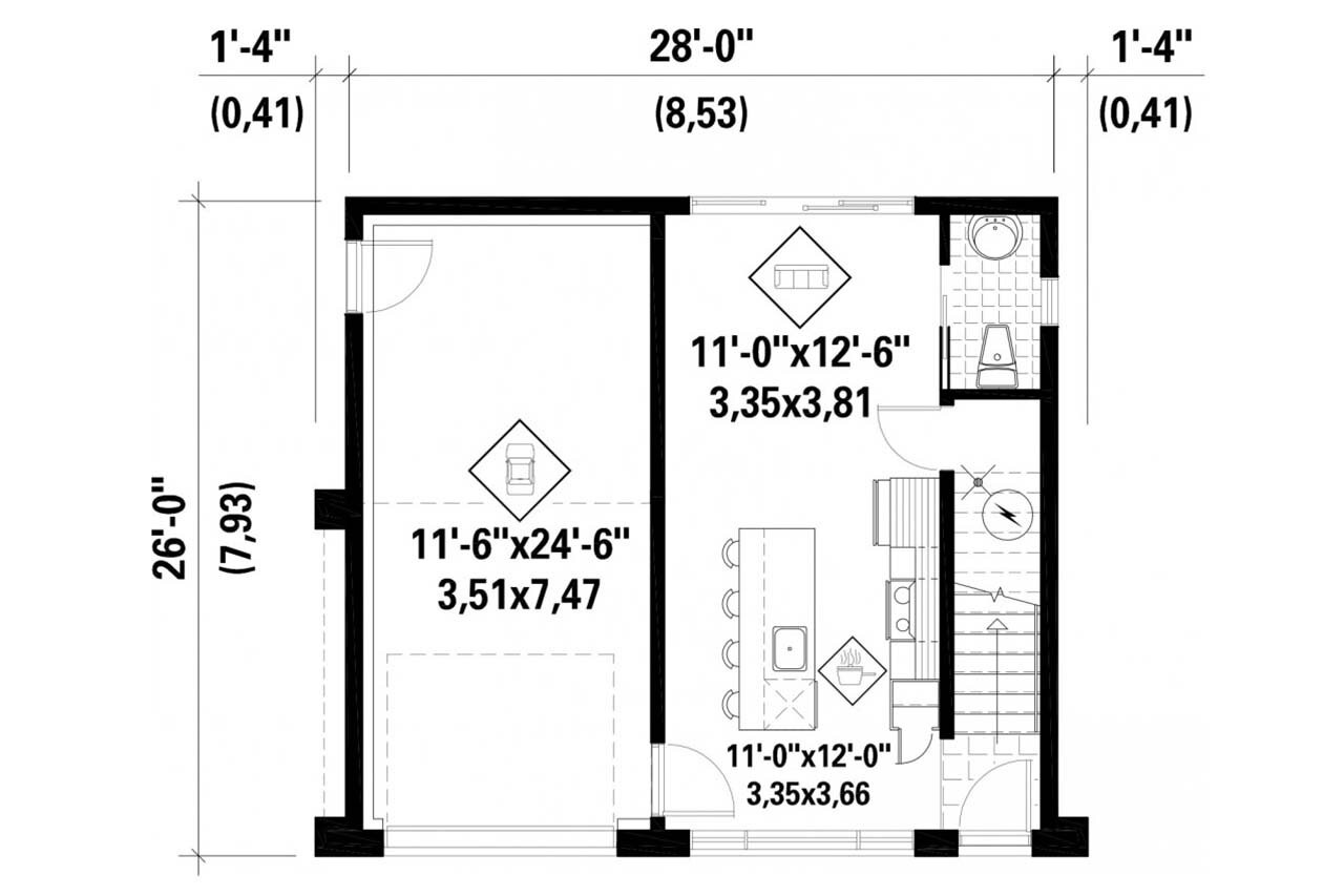 Contemporary House Plan - 46094 - 1st Floor Plan