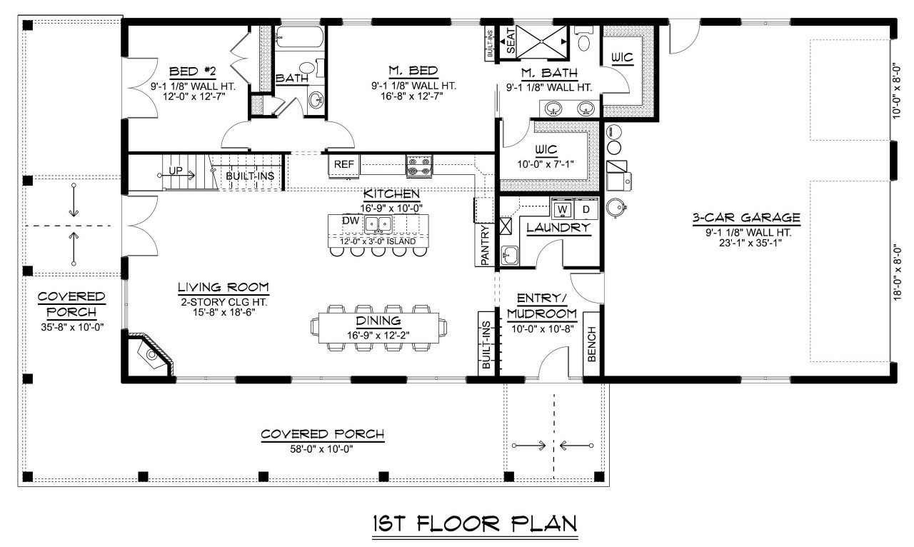 Farmhouse House Plan - 79153 - 1st Floor Plan