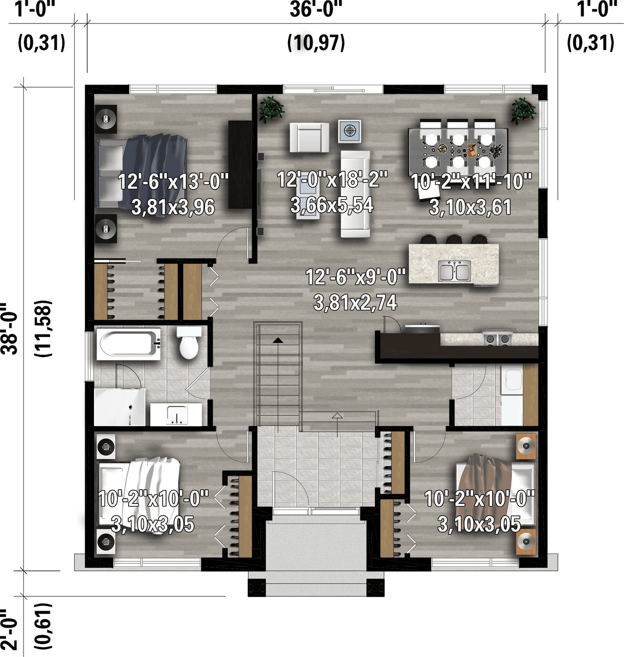 Contemporary House Plan - 97695 - 1st Floor Plan