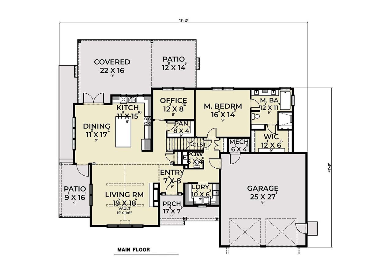 Craftsman House Plan - 21771 - 1st Floor Plan