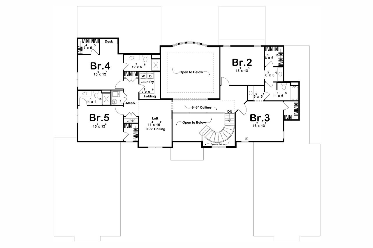 Mediterranean House Plan - Magnolia 73555 - 2nd Floor Plan