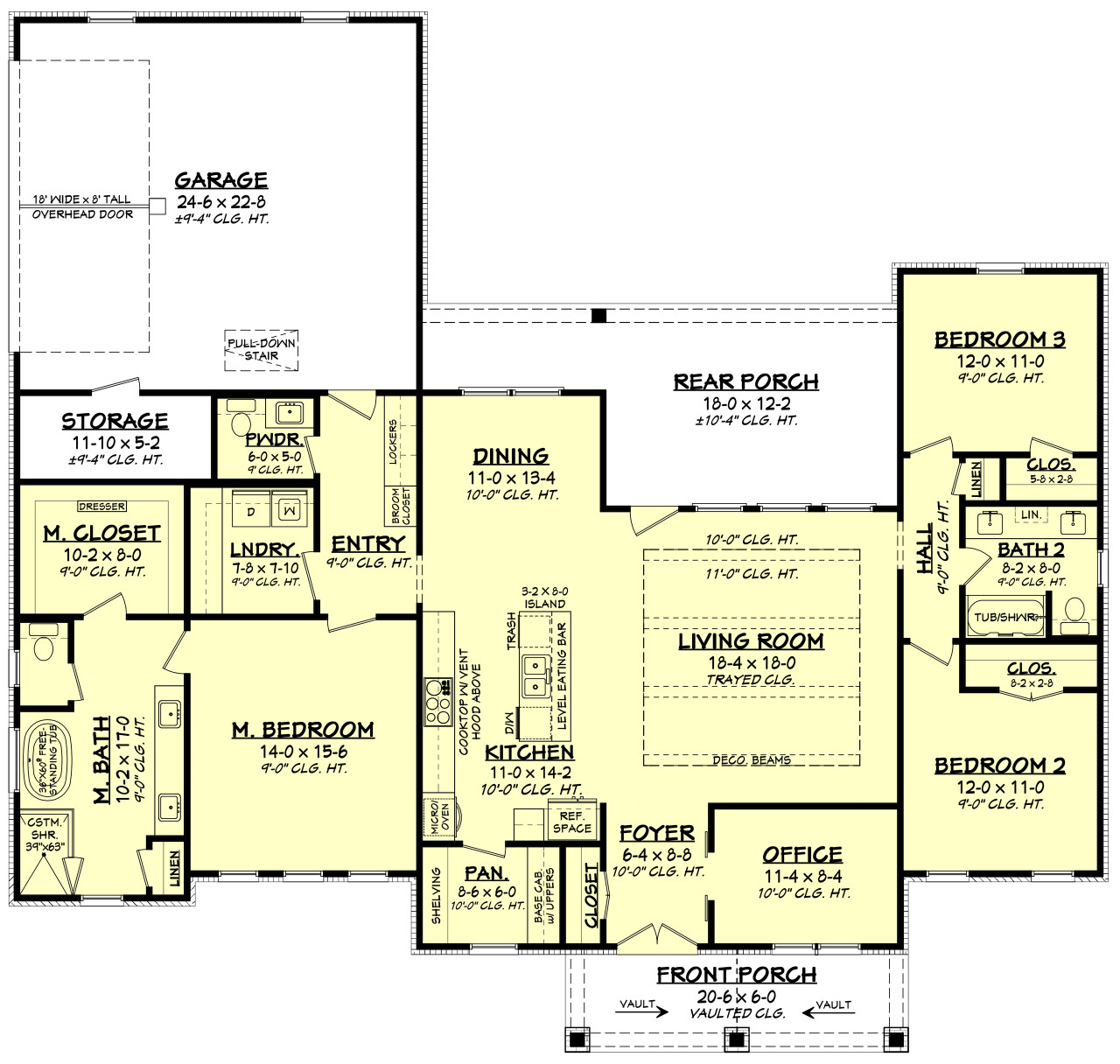 Craftsman House Plan - Rose Hill 78523 - 1st Floor Plan