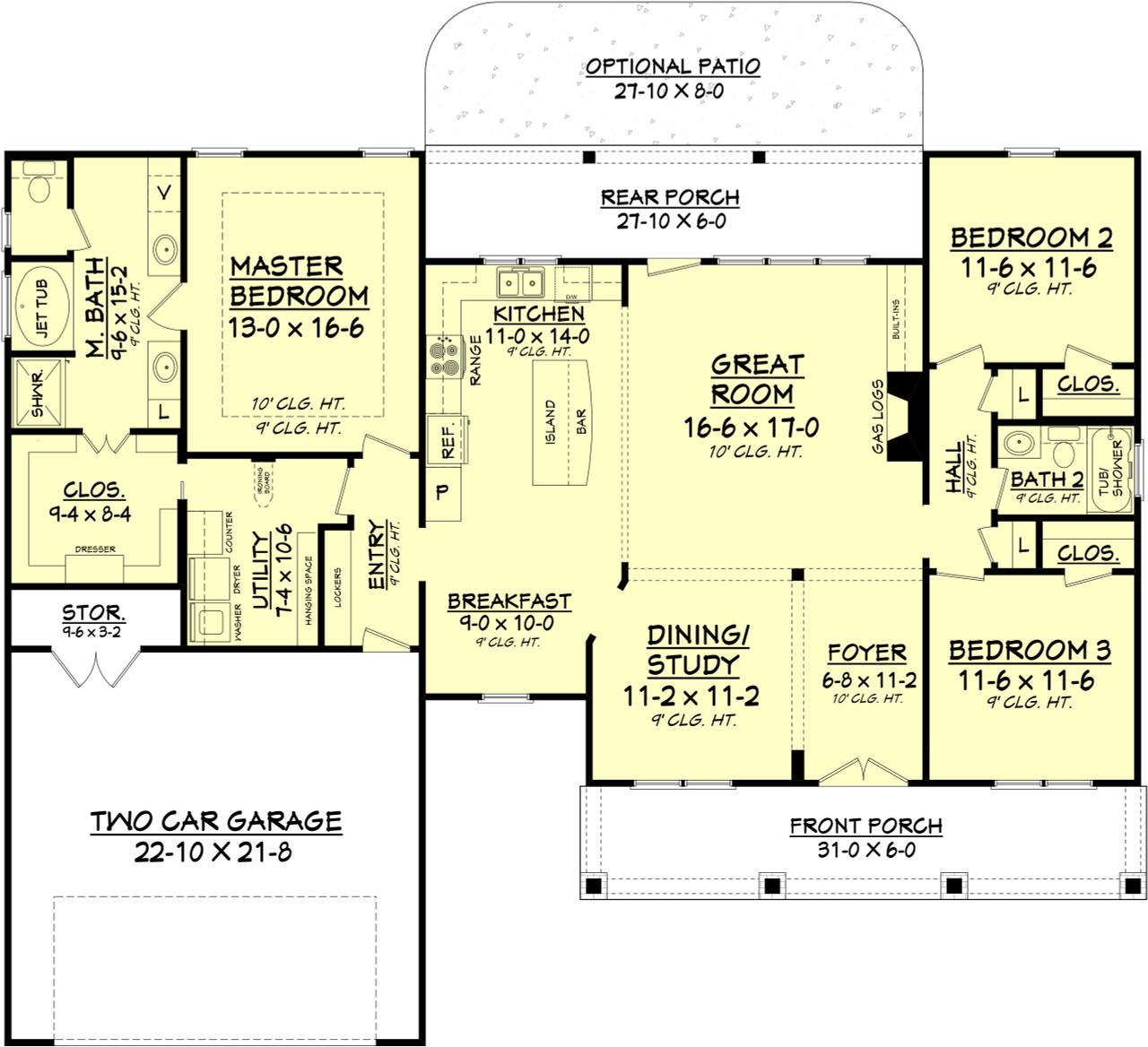 Country House Plan - Megan 54639 - 1st Floor Plan