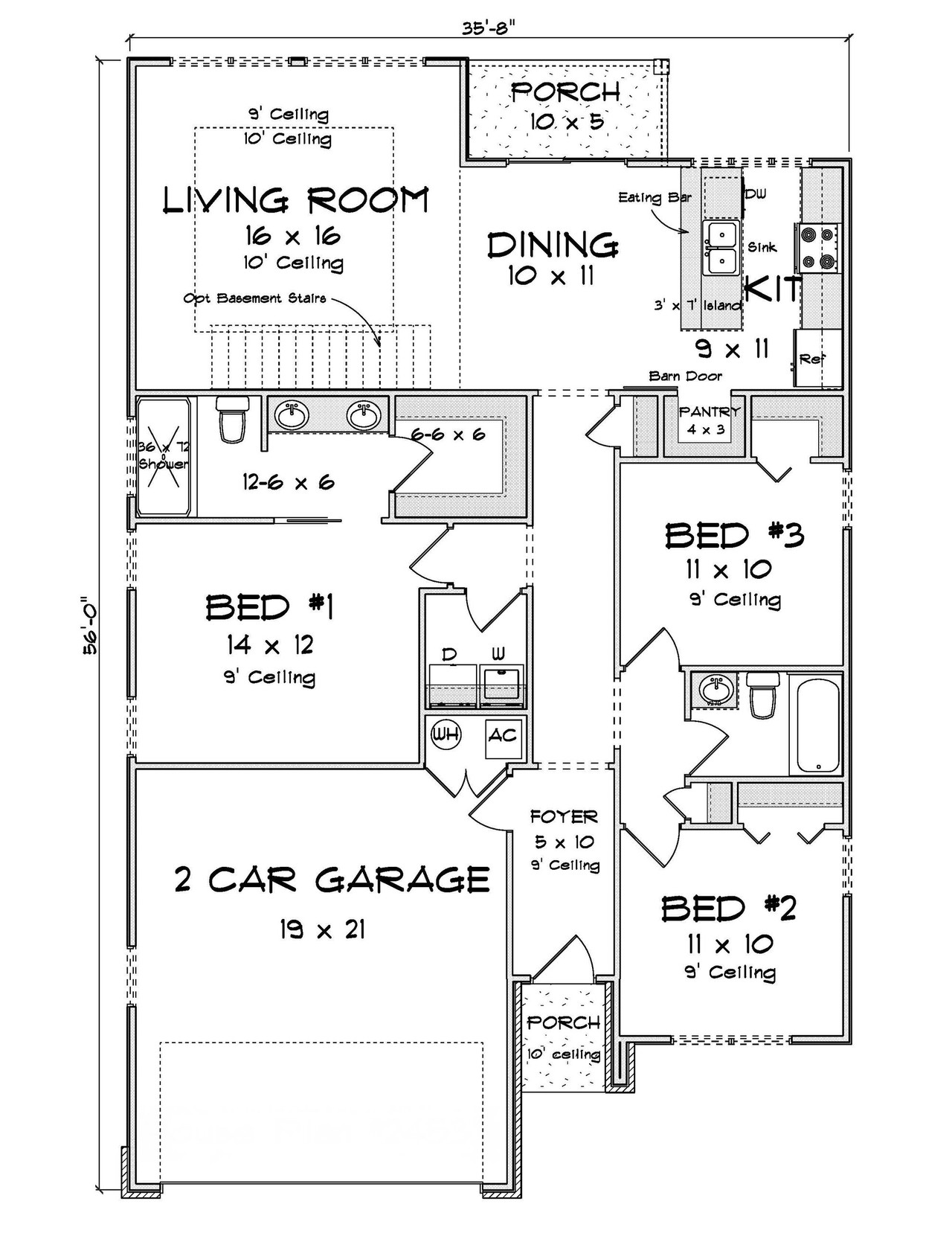 Contemporary House Plan - 57149 - 1st Floor Plan