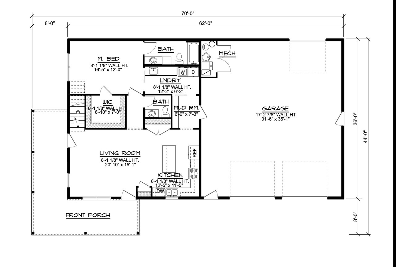 Farmhouse House Plan - 43980 - 1st Floor Plan
