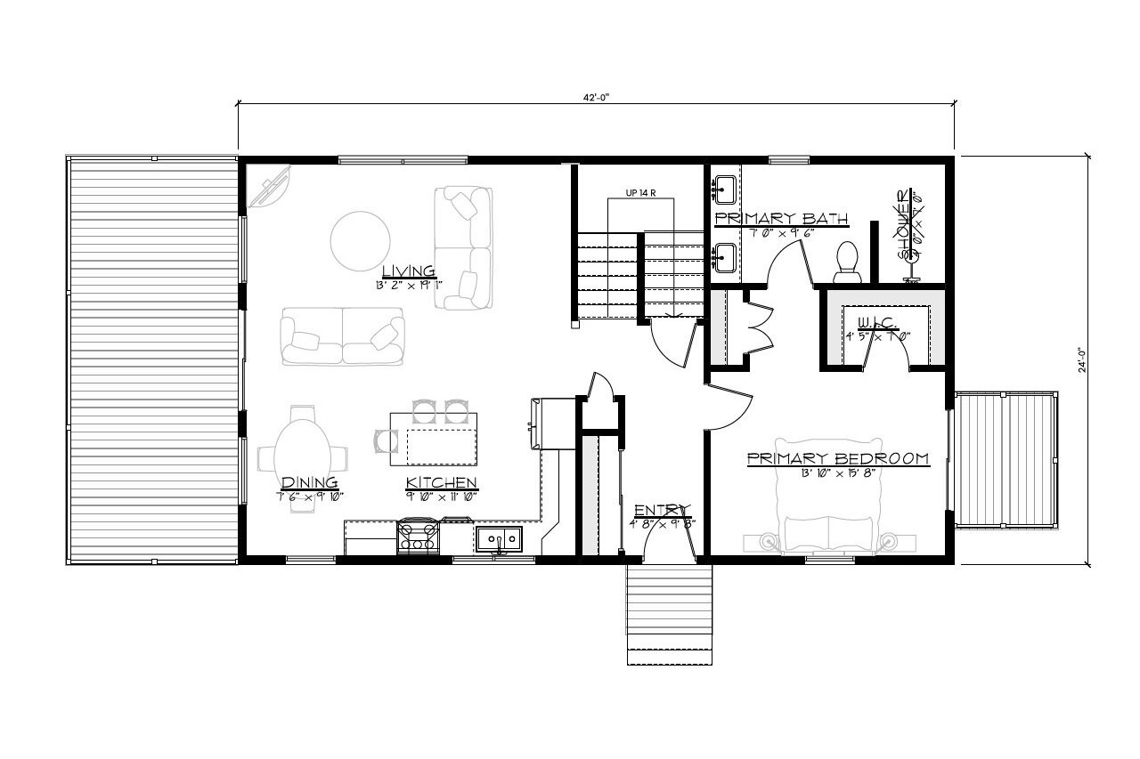 Mountain Rustic House Plan - Sandy River 43852 - 1st Floor Plan