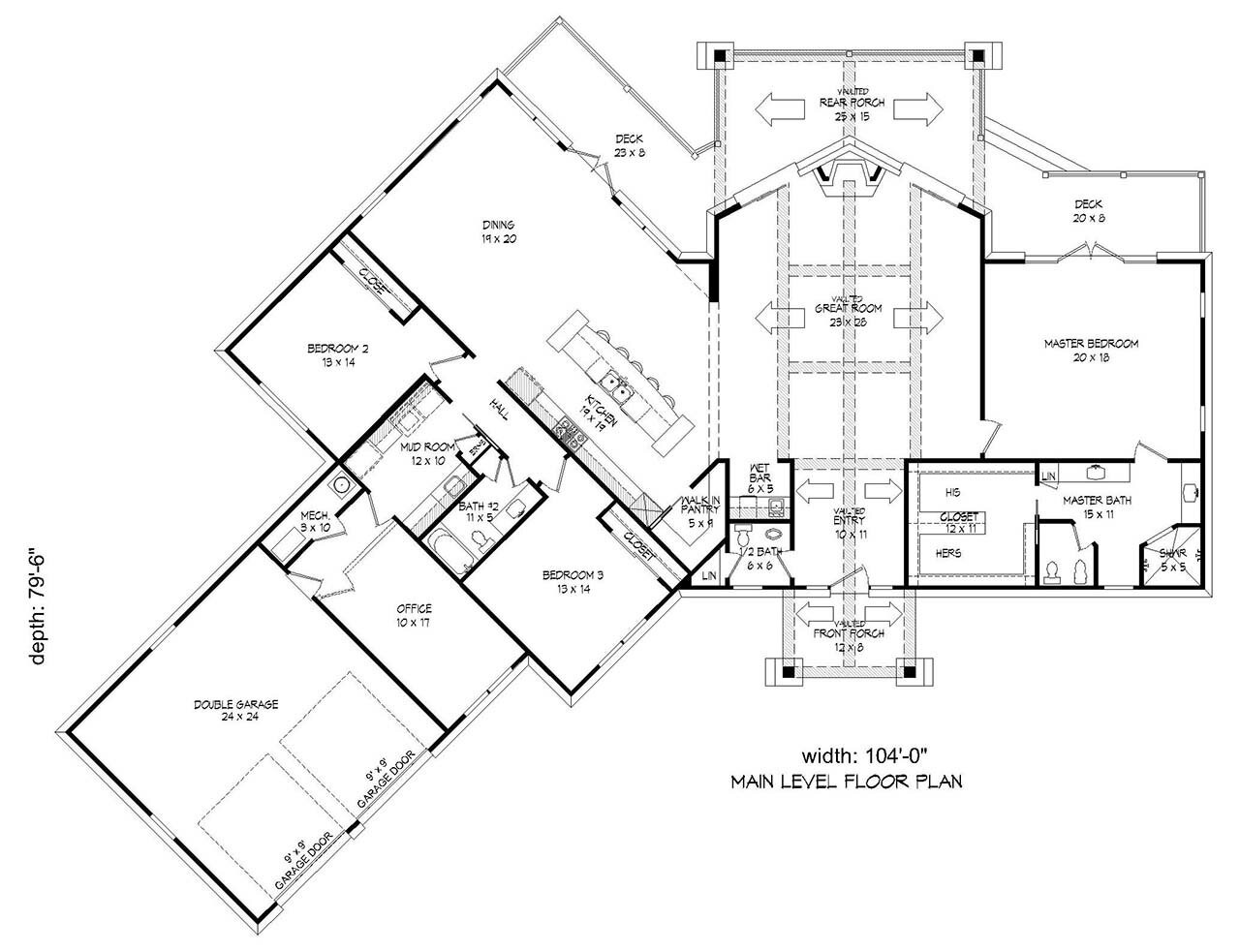 Mountain Rustic House Plan - Crane Mountain 46334 - 1st Floor Plan