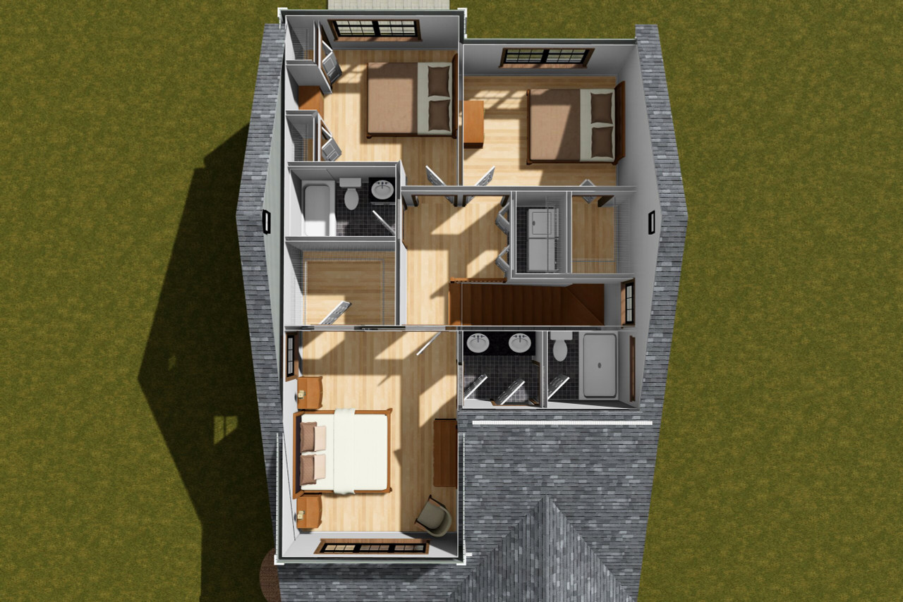 Cottage House Plan - 99054 - 2nd Floor Plan Dollhouse - 